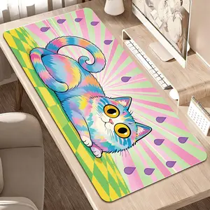LIVEKEY XXL Summer Beach Theme Gaming Mouse Pad - 80x40cm Large Desk Mat with Non-Slip Base & Comfort Smooth Surface, Reinforced Stitched Edges for Gaming Setup, Office, PC (Watermelon Drink Design),summervibes