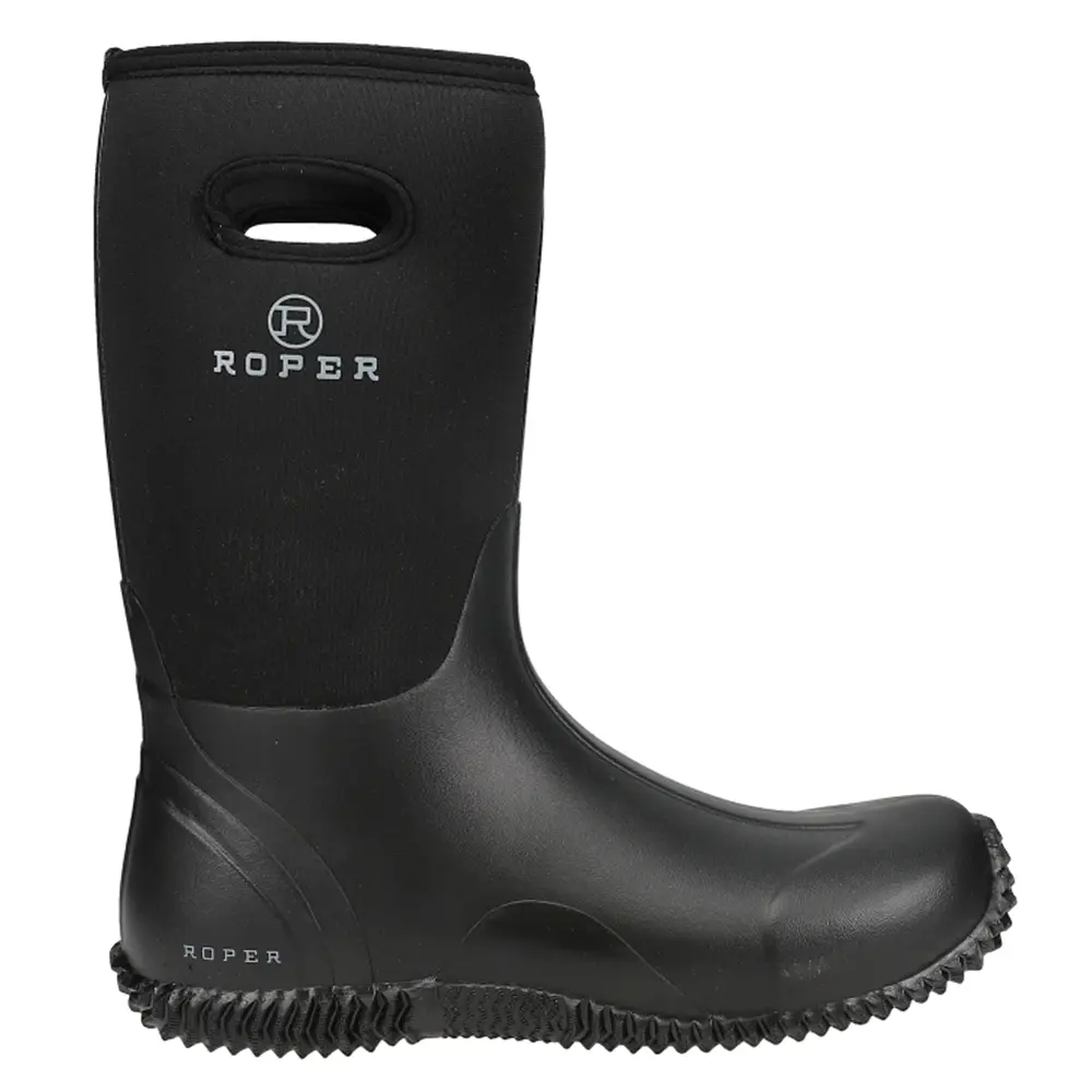 ROPER Mens Barnyard Round Toe Pull On Rain Casual Boots Mid Calf - Black