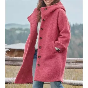 Winter Coats for Women Long Wool Pea Coats Single Breasted Hooded Jacket Trench Coat with Hood Oversized Hooded Blazer