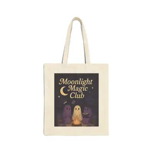Moonlight Magic Club Tote Bag - Cute Cotton Bag for Shopping, Gifts, Eco-Friendly, Halloween, Magical Vibes, Party Favor
