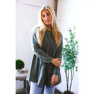 Read Between the Lines Olive Button Cotton Tunic