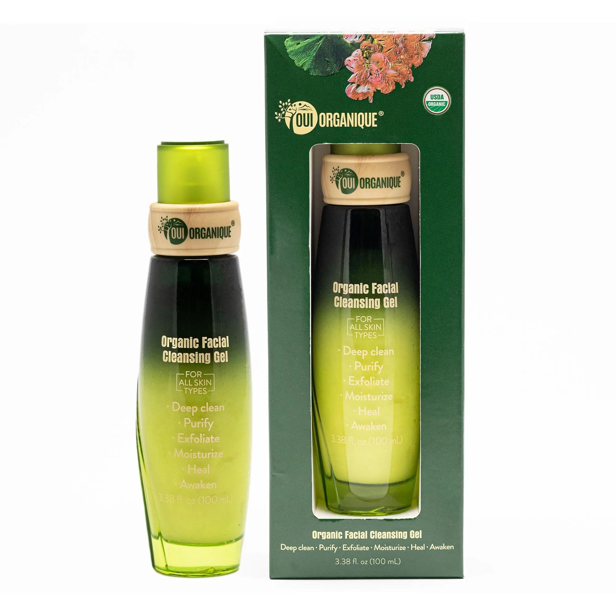 OUIORGANIQUE Certified Organic Facial Cleansing Gel with Geranium Oil for all skin types | sensitive skin