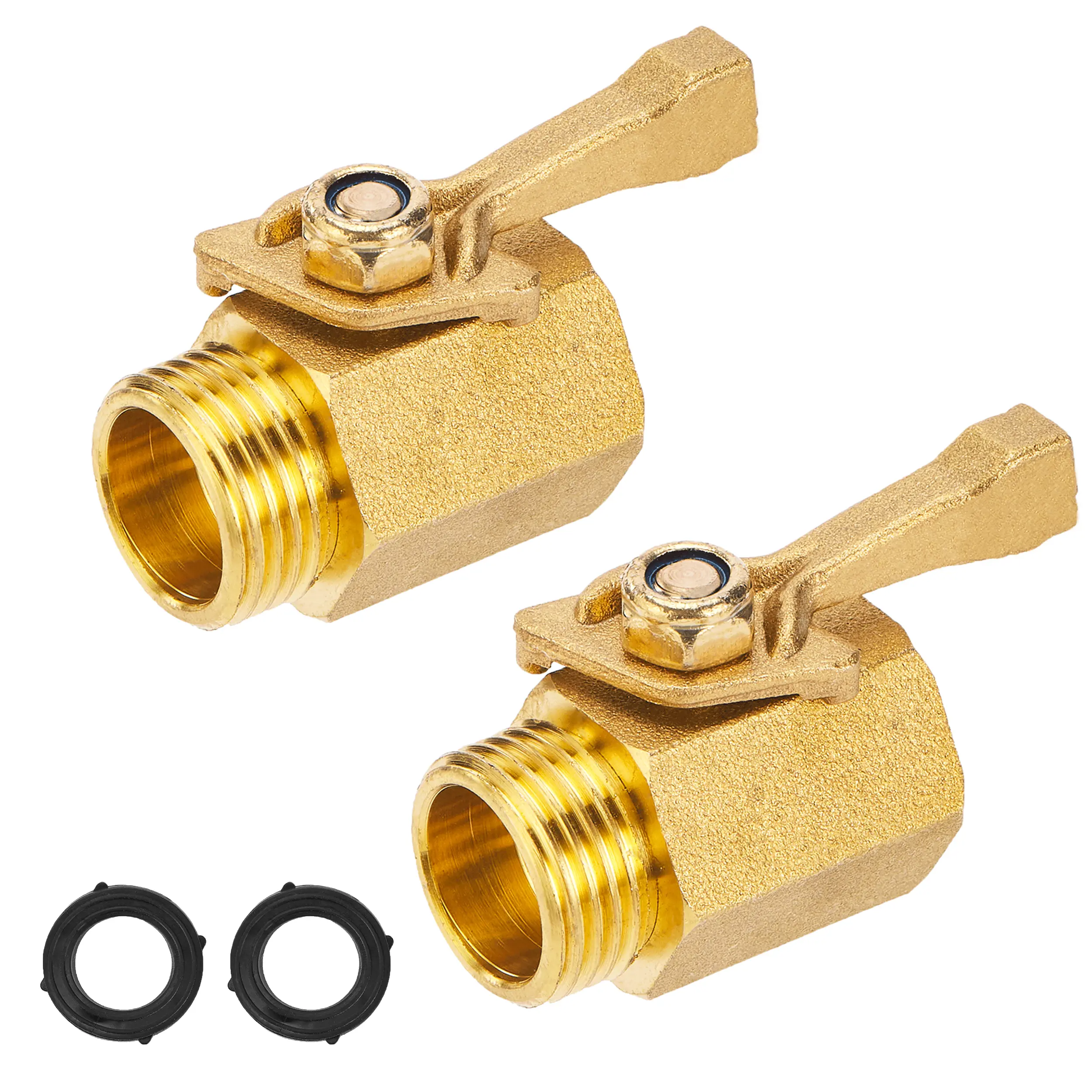 JOEJET 2-Pack 3/4 Inch Heavy Duty Brass Garden Hose Shut Off Valve with 2 Rubber Washers, Water Hose Accessory (DealsForYouDays)