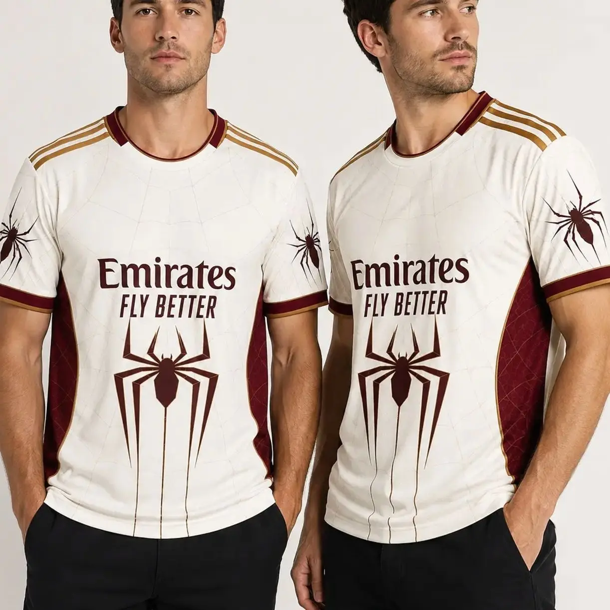 Cream & Maroon Spider Web Soccer Jersey – Unisex Short Sleeve Graphic Football Shirt, Breathable Game Day Fan Top, Athletic Streetwear Jersey AE