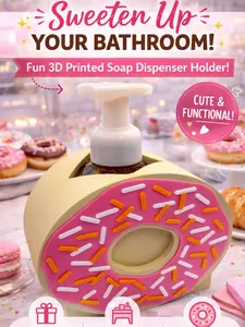 Donut Soap Dispenser Holder  3D Printed Bathroom Decor | Cute Sink Organizer | Fun Kitchen & Bath Accessory | Gift Idea