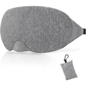 Cotton Sleep Eye Mask - Updated Design Light Blocking Sleep Mask, Soft and Comfortable Night Eye Mask for Men Women, Eye Blinder for Travel/Sleeping, Includes Travel Pouch, Grey