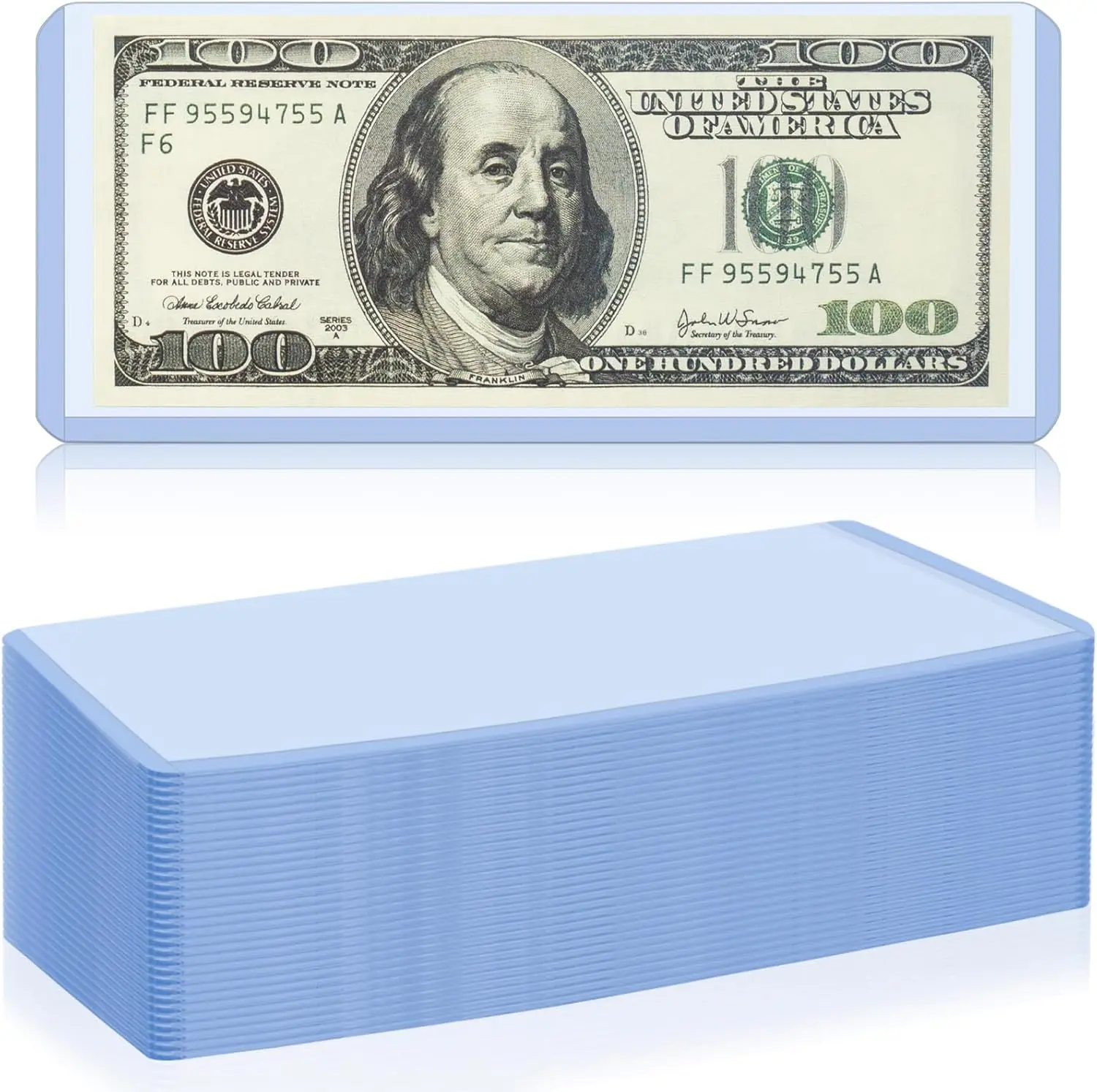 30 Pack Dollar Bill Sleeves - 6.8" x 2.9" Clear Currency Sleeves, Hard Plastic Waterproof Money Holders, Dollar Bill Display Case, Currency Protectors,