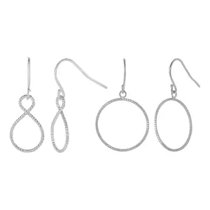 Silver Style Infinity Dangle & Hoop Earring Set, Sterling