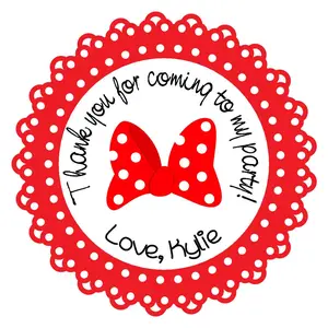 Minnie Mouse Hair Bow Birthday Party Stickers