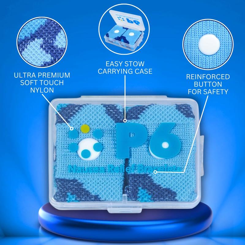 P6 Motion Sickness Bands for Kids and Adults Wristbands for Anti Nausea Sea Cruise Travel Car Pregnancy Morning Sickness All-Natural Non Drowsy Relief Acupressure Treatment (1 Pack, Blue)