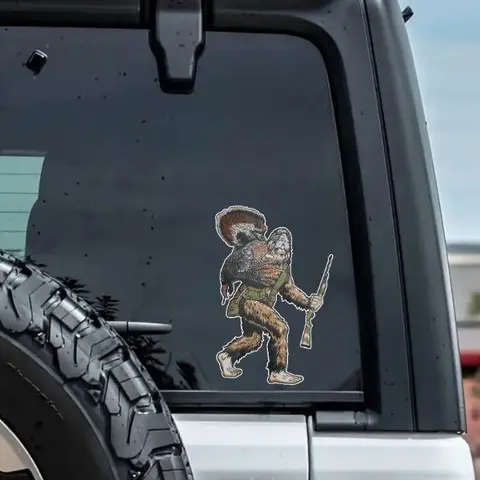 Bigfoot Turkey Packout Sticker, Funny Sasquatch Hunting Vinyl Decal, Turkey Hunter Gift, Waterproof Outdoor Car or Cooler Decoration