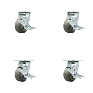 Service Caster TOOL-SCC-30CS420-TPRBF-TLB-4 Tool Box Caster Wheel Set - 4 in. Non-Marking, Zero Maintenance Thermoplastic Rubber Flat Tread Wheels