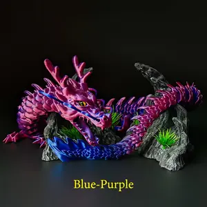 3D printed large dragon decorative ornament, suitable for various settings such as fish tanks and desktops, realistic and captivating, with fully movable joints, making it an ideal birthday or holiday gift