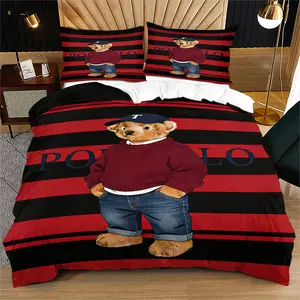 Bear Print Quilt Cover Set, includes 1 quilt cover and 1 or 2 pillowcases, excluding quilt insert and pillow inserts. Suitable as a bedding set for bedrooms or dormitories, ideal for gifting or personal use