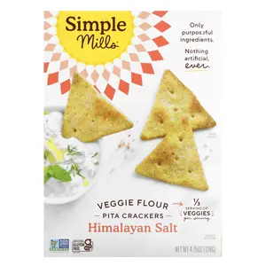 Simple Mills Veggie Flour Pita Crackers, Himalayan Salt, 4.25 oz (120 g)
