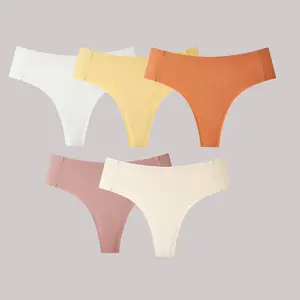 3/5 Pack Comfortable Breathable Seamless Underwear No Camel Toe Ice Silk Panties Invisible No Show Briefs for Yoga Leggings Mulberry Silk Crotch
