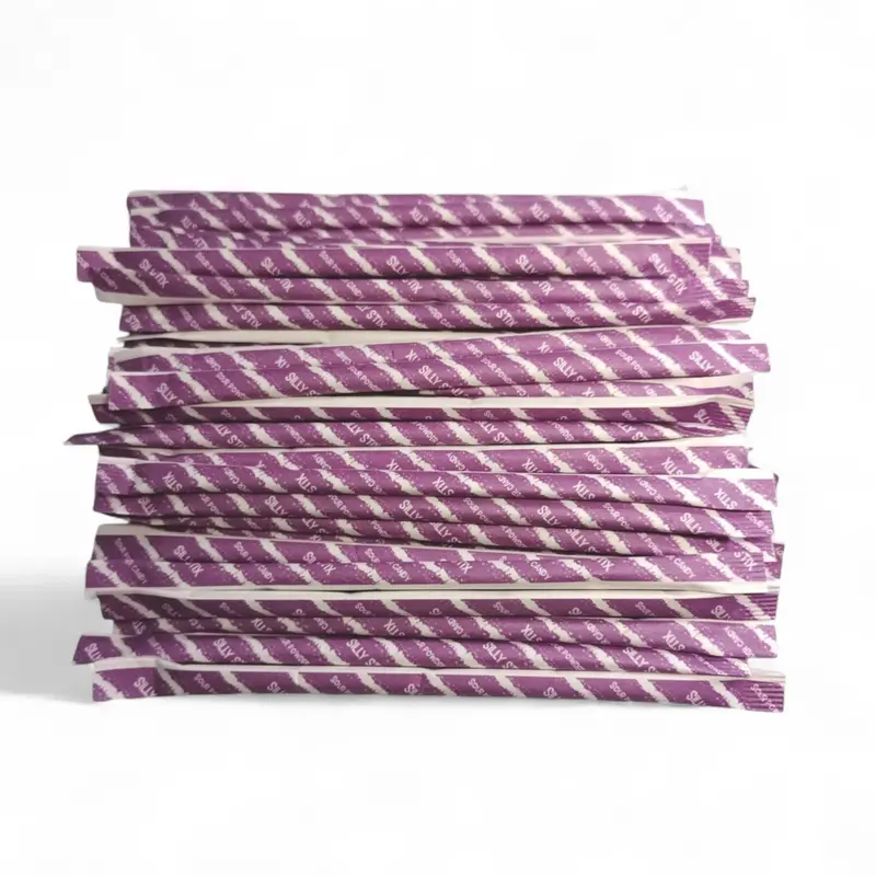 Pixy Silly Stix Candy Sweet & Sour Sugar Filled Straws Purple Grape 46 Count Pack Colombia Origin No Warranty Snack Bonbon