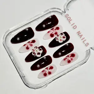 Solid Nails 3D Floral Mary Handemade Press On Nails REUSABLE 3D Gel Fake nails acrylic press nails/Summer 2025 Spider Web Pumpkin  Halloween Haunted House   Press-on Nails Spooky Pumpkin Short Press-On Nails