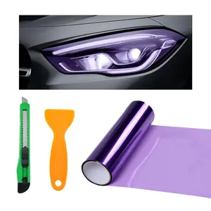 Tint Vinyl Film Sticker Sheet Roll For Car Headlight  12*48 Inch Auto Taillight Wrap Self Adhesive Fog Light With Squeeze & Accessories (purple)