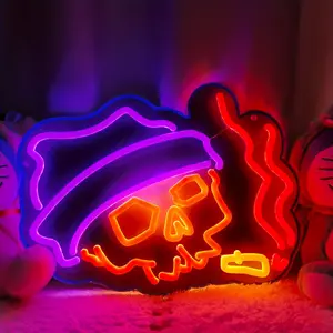 Halloween Skull, Smoking Area Sign Light Acrylic Neon Silicone LED Light, 35 * 27cm/13.78 * 10.63/In 7 Adjustable Lighting Atmosphere Lamp, USB Club Nightlight, Can Be Hung Screw Fixed Acrylic Sign Light pretty neon neonbrows lc neon