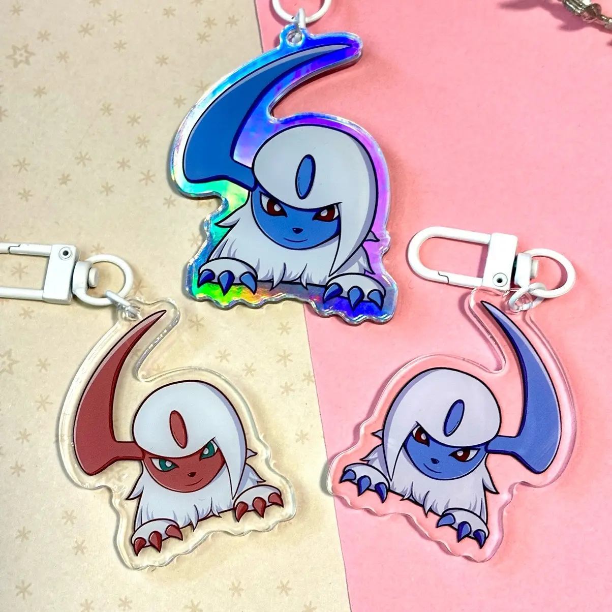 Absol Rainbow Acrylic Keychain | Shiny Pokemon Charms cute pokemon