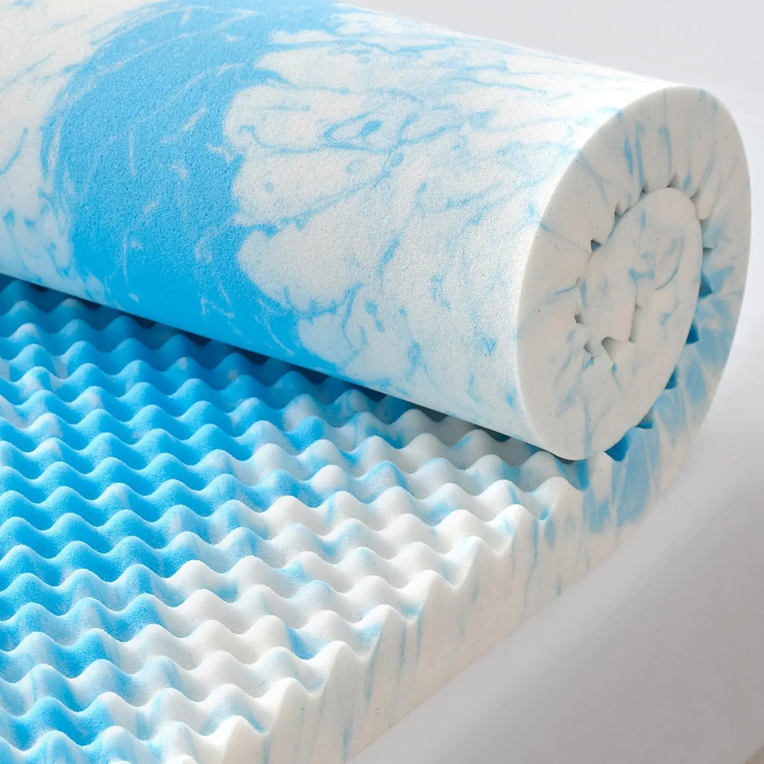2 Inch Egg Crate Memory  Mattress Topper  Size, Soft Mattress Pad for  , Bed Topper, CertiPUR- Certified, Blue