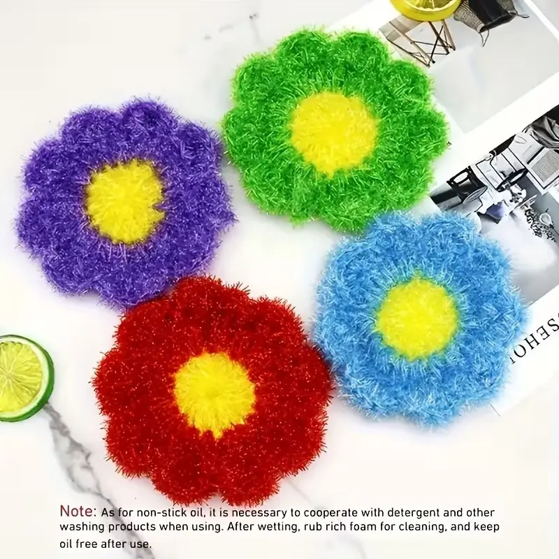 10-Pack Sunflower Shape Kitchen Cleaning Sponges, Soft Non-Stick Dishwashing Sponges, Easy to Clean, Perfect Christmas Gift, Random Colors