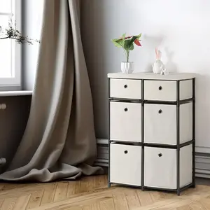 6 Cube Storage Organizer, Fabric Dresser Closet Organizers and Storage, Cube Drawer Organizer Unit for Closet, Easy Assembly Closet Dresser for Bedroom, Dorm, Playroom, Hallyway, White.