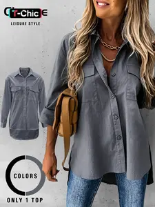 Women's Casual Loose Oversized Shirt Blouse, Long Sleeve, Outerwear & Inner Layer, Comfortable and Stylish, Perfect for Daily Wear, Fashionable Ladies' Top