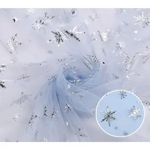 Sheer Fabric, Snowflake Silver Foil Organza Fabric, Snowflake Tablecloth Birthday Party Supplies Party Decorations, Christmas Tree Skirt Christmas Decorations Clearance