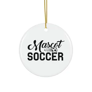MASCOT SOCCER ORNAMENT, CHRISTMAS DECORATIONS, 3 INCHES CIRCLE ORNAMENT, CERAMIC ORNAMENT
