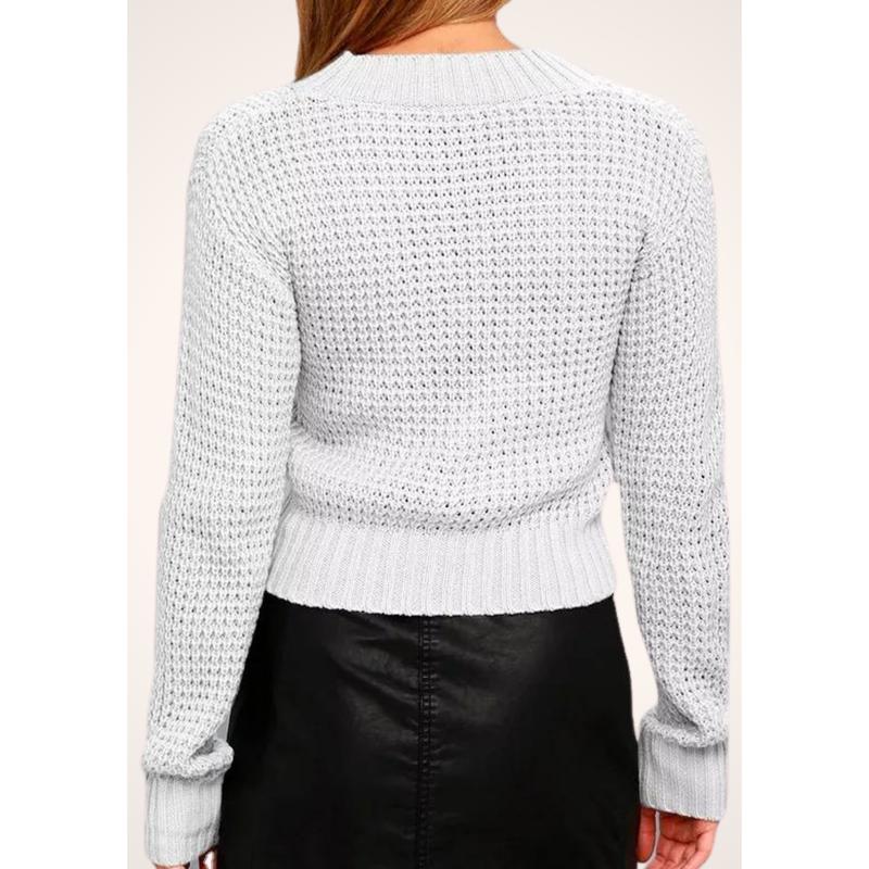 Knitted White Sweater Light Top deals 2024 knitwear fall sweater long sleeve Womenswear Outfit