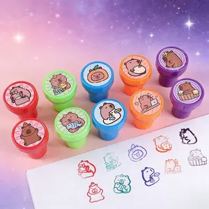 Mini Self-Inking Stamps Set, 12/24pcs Water Pig Pattern, Easy Grip, Multiple Colors, Perfect for Art & Crafts, Birthday Parties, Baby Showers