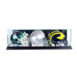 Perfect Cases  Triple Mini Football Helmet Display Case- Black