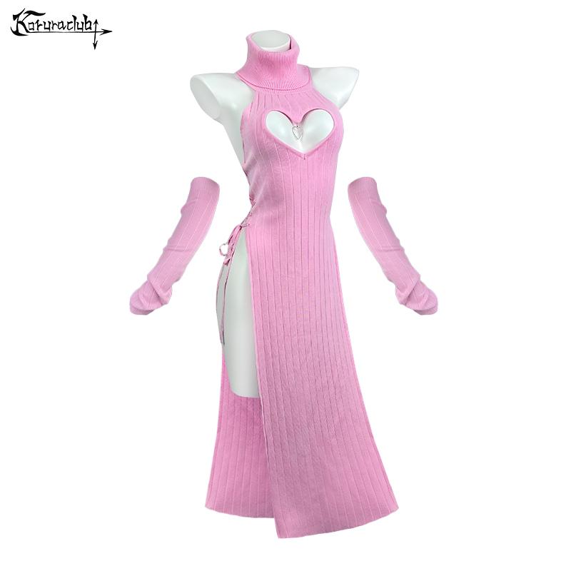 Koruraclub Valentine's Day Heart-shaped cheongsam Black Turtleneck Cosplay Succubus underwear Backless long skirt 2026 Hottest Picks