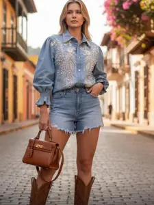 Blue Embroidered Shirt