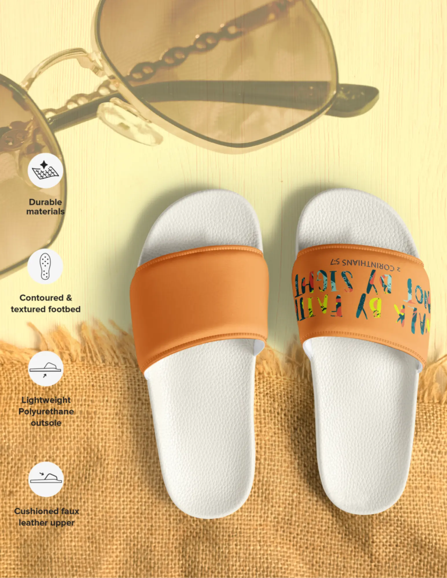 Walk by Faith Slides, Religious Slide Sandals, Christian Footwear, Faith Inspired Shoes, Religious Gift, Slide Sandals Slipper