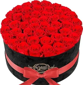 47 Roses in a Luxury Suede Box, Preserved Flowers for Women, Mothers Day Flowers for Mom, Red