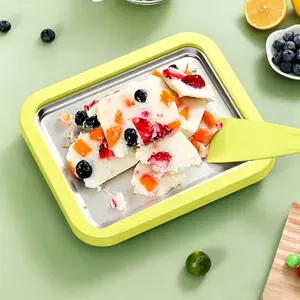DIY Instant Rolled Ice Cream Maker Kit - Stainless Steel Freezing Plate, 2 Spatulas, Freezer Tray, No Power Required, Ice Cream Maker for Parties, Family Fun Dessert Kit for Kids