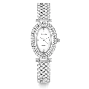 EAMTI Retro Women's Quartz Watch with Cubic Zirconia CZ Sparkling Wristwatch for Fashion Dresses Ideal Gift for Special Occasions
