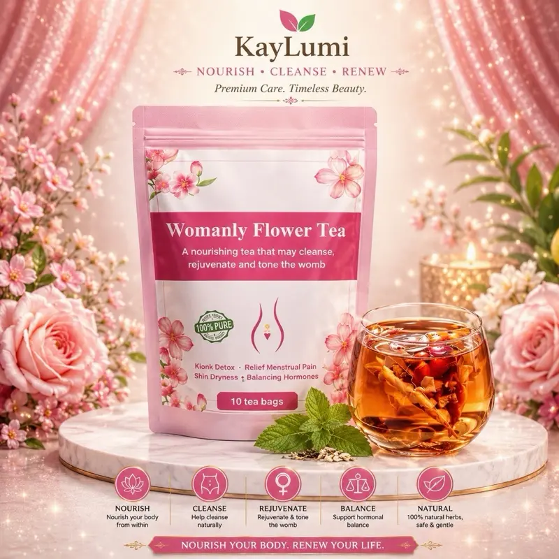 Kaylumi Women's Natural Herbal Drinks - Caffeine-Free, Ready-to-Mix Packaged (10 Tea Bags) for Detox, Hormonal Balance Support for Adults, Herbal Tea