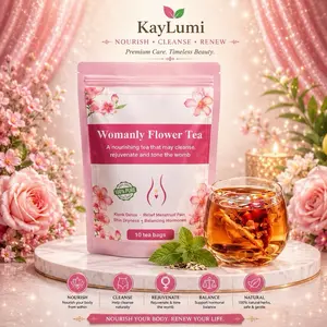 Kaylumi Women's Flower Natural Caffeine-Free Non-Caffeinated Packaged Ready-to-Mix Herbal Tea - 10 Tea Bags for Detox & Purify, Reproductive Health Support, Hormone Balance, Menstrual Relief, Womb Rejuvenation