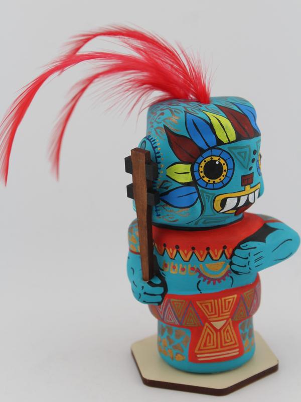 Handcrafted Mexican Chinelin Collectible Mayan God Figures - Tlaloc, Tezcatlipoca, Quetzalcoatl