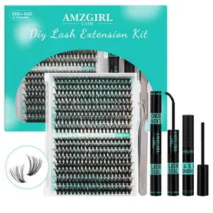 Lash Extension Kit 320Pcs,DIY Individual Lashes Clusters Kit,Lash Bond And Seal,Lash Remover For Eyelashes Extensions,Lash Applicator Tool For False Eyelash Cluster Kit At Home(3040D,D-Mix9-16mm Kit)