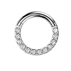 Large sized CZ crystal lined hinged fan-shaped valve ring implanted with grade titanium