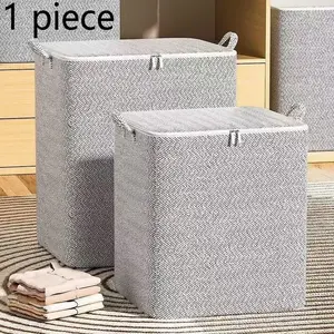 Extra Large Foldable Storage Box with Lid, Space-Saving Organizer for Home Moving, Durable Non-Woven Fabric, Stackable and Washable