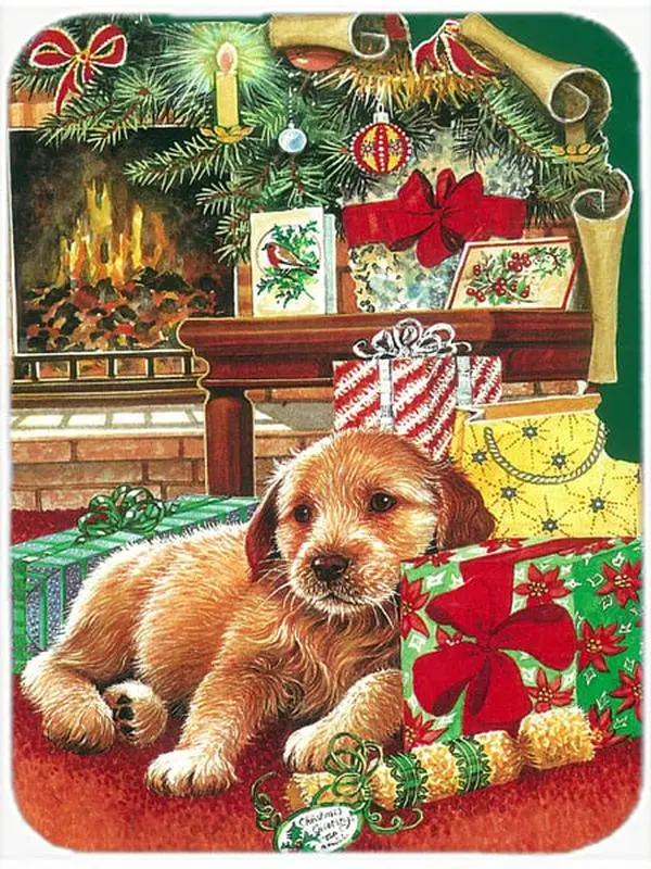 Christmas Puppy Glass Large Cutting Board