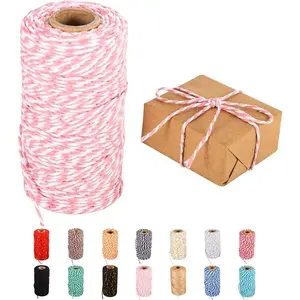 Twine String,328 Feet White Pink Twine Bakers String Craft Making Knitting Macrame Rope DIY Wedding Decor Supply Christmas Wrapping Butchers String Rope…