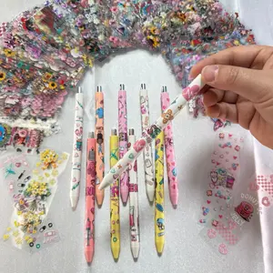 36pcs random color macaron plastic pens for student exams ballpoint pens can be stickers can be freely matched