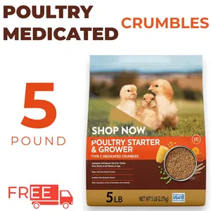 Poultry Starter Grower Crumbles 5 lb - 18% Protein Complete Feed for Chicks & Young Birds